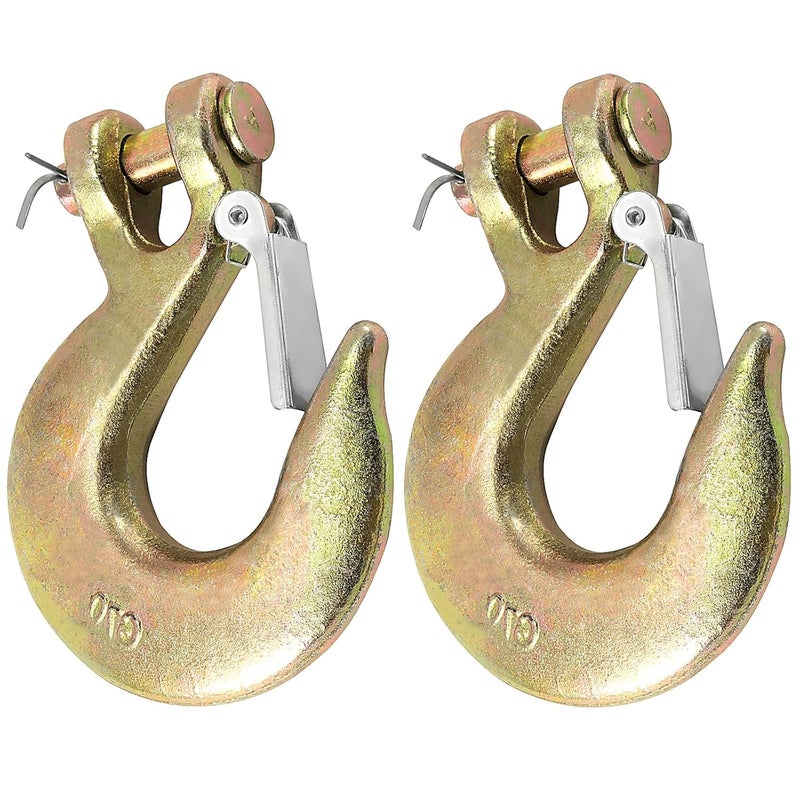 FUNSUEI 2 Pack 1/2 Inch Clevis Slip Hook with Safety Latch, Grade 70 Forged Steel, Heavy Duty Clevis Slip Hook for Trailer Hauler Hitches Wrecker Truck, 18,000 Lbs Capacity - Image 1